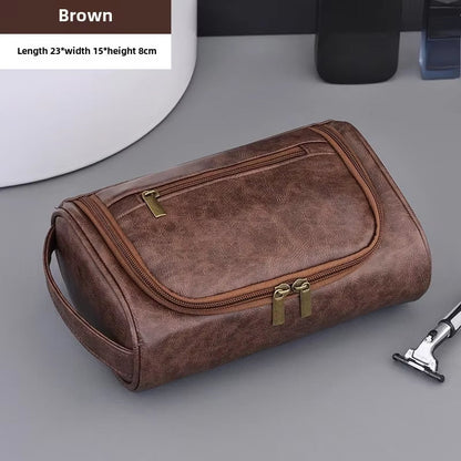 High Quality Travel Toiletry Bag for Women Men Retro PU Leather Cosmetic Bags Female Waterproof Travel Makeup Bag Toiletry Bag