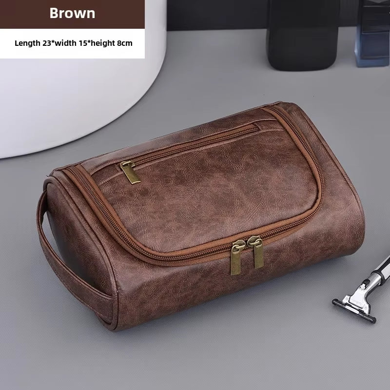 High Quality Travel Toiletry Bag for Women Men Retro PU Leather Cosmetic Bags Female Waterproof Travel Makeup Bag Toiletry Bag