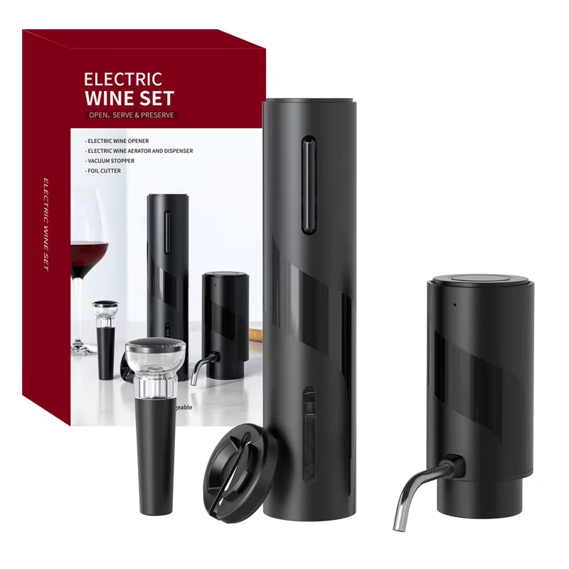 Electric Wine Opener Automatic Wine Aerator Rechargeable Wine Corkscrew Foil Cutter Opener Wine Lover Party Kitchen Tool Gifts