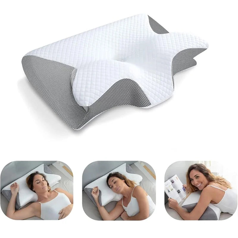 Ergonomic 2-in-1 Memory Foam Cervical Pillow for Neck Pain Relief - Contoured Orthopedic Support Pillow