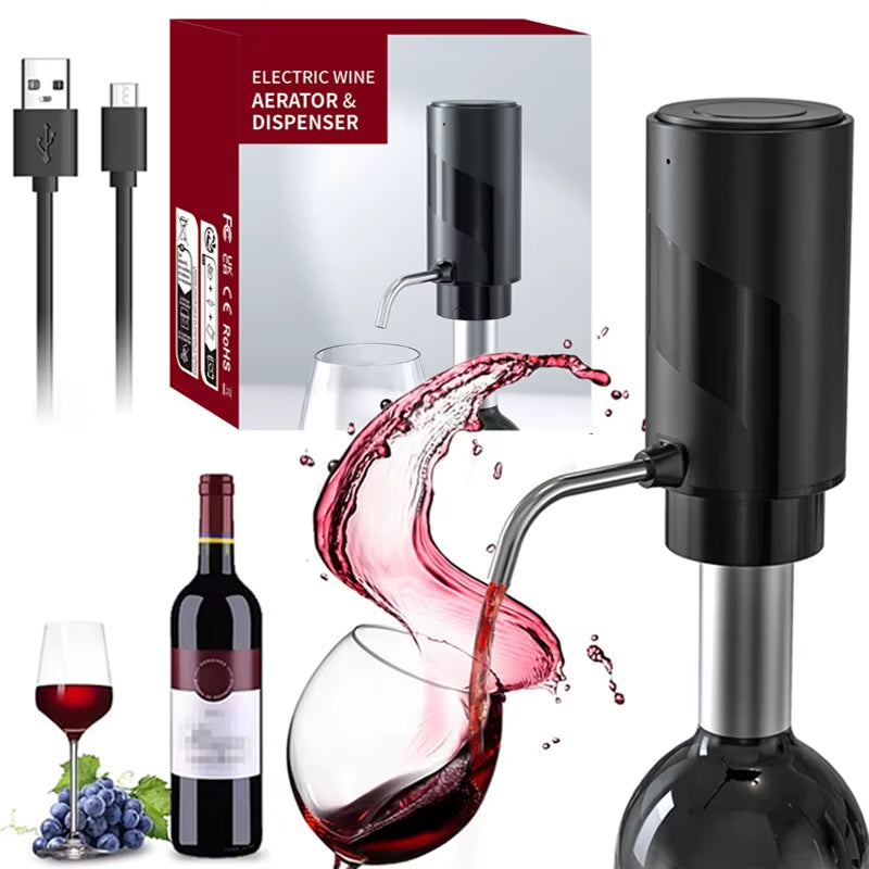 Electric Wine Opener Automatic Wine Aerator Rechargeable Wine Corkscrew Foil Cutter Opener Wine Lover Party Kitchen Tool Gifts